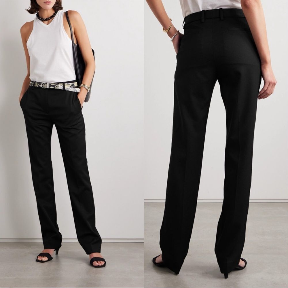 Nili Lotan Anatole Black Virgin Wool straight leg Pant